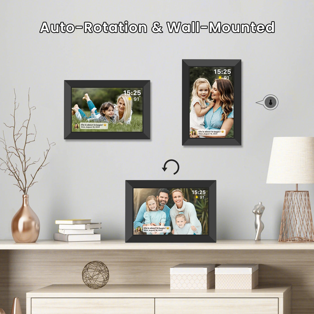 Frameo 10.1 Inch Wifi Digital Picture Frame, Electronic Picture Frame with IPS Touch Screen, 32GB Storage, Auto-Rotate, Wall Mountable, Ideal Gift Selection!