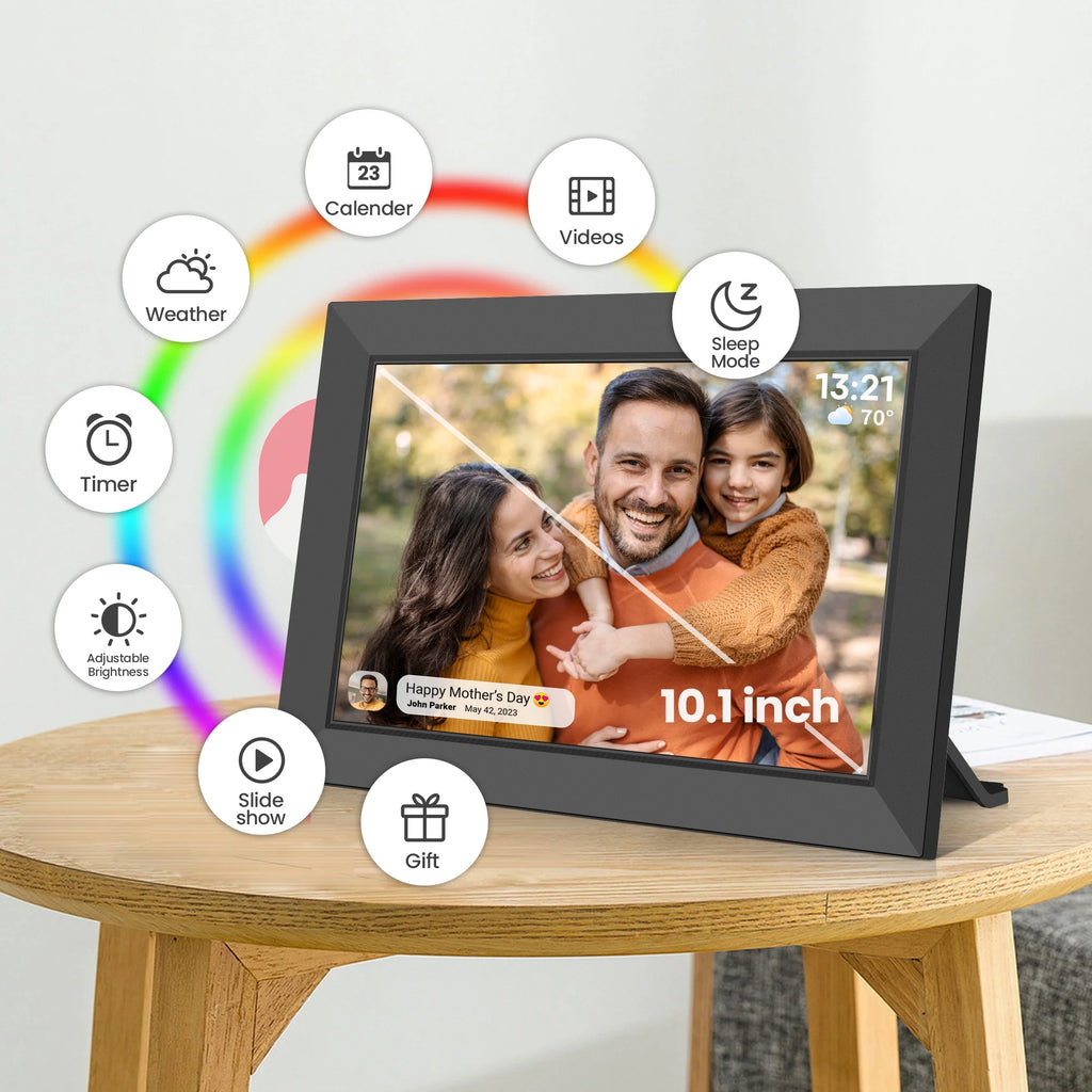 Frameo 10.1 Inch Wifi Digital Picture Frame, Electronic Picture Frame with IPS Touch Screen, 32GB Storage, Auto-Rotate, Wall Mountable, Ideal Gift Selection!