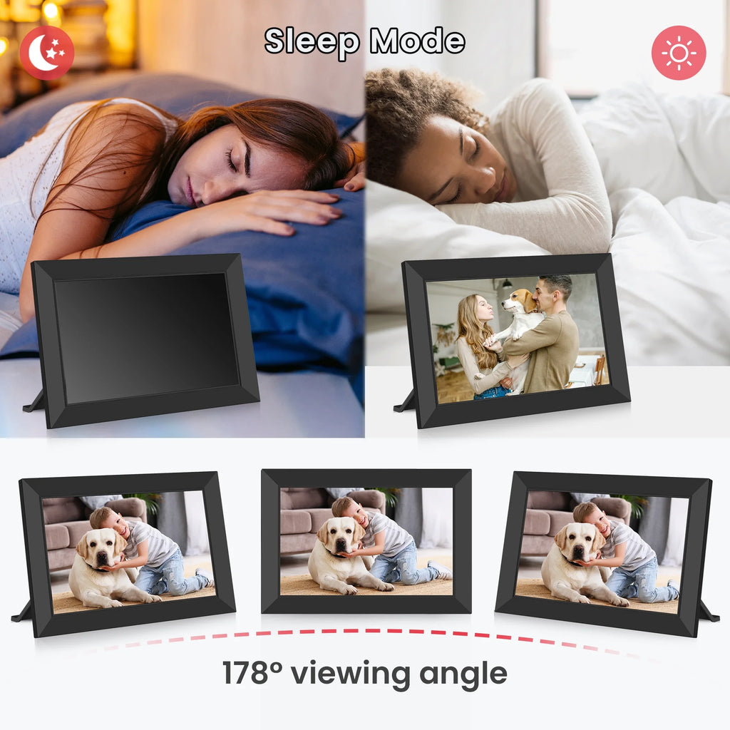 Frameo 10.1 Inch Wifi Digital Picture Frame, Electronic Picture Frame with IPS Touch Screen, 32GB Storage, Auto-Rotate, Wall Mountable, Ideal Gift Selection!